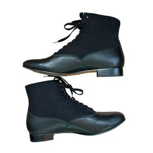 American Duchess Larkspur wool leather lace up boot black 9